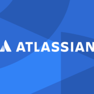 Atlassian logo on a blue pattern background