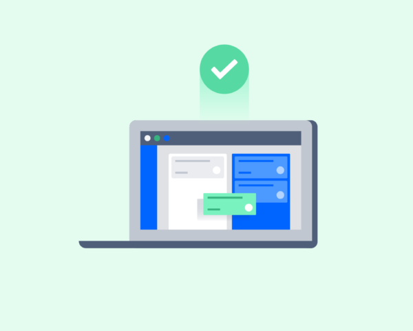 Illustration of a laptop with Jira showing a completed task.