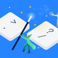 An illustration to represent the power of Jira shortcuts showing two wizards and a magic wand.