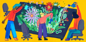 image of people working together to grow a garden