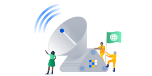illustration of people sending access to the internet