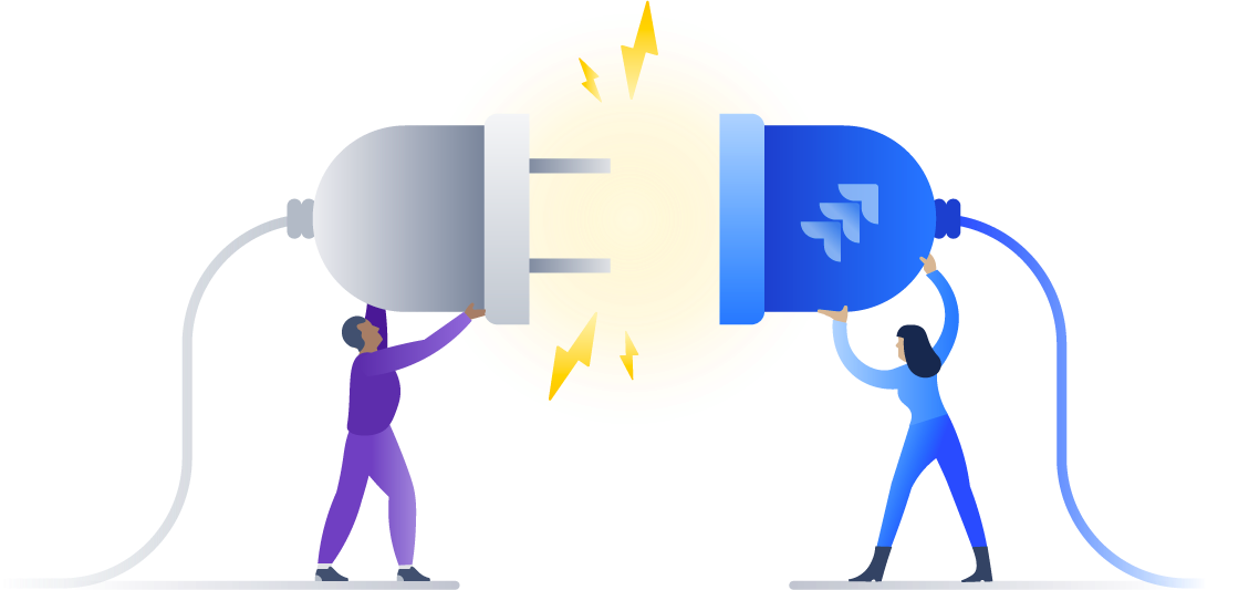 Illustration of two people powering up