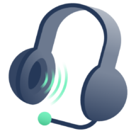 illustration of headphones with a mic.