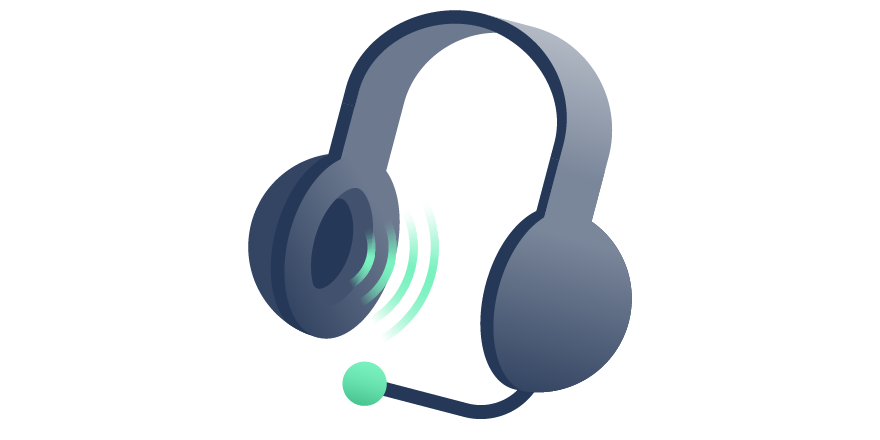 illustration of headphones with a mic.