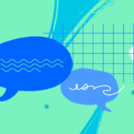 2 word bubbles, indicating a conversation
