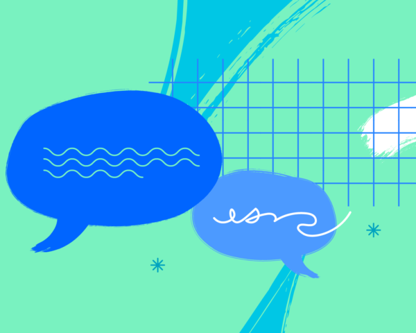 2 word bubbles, indicating a conversation