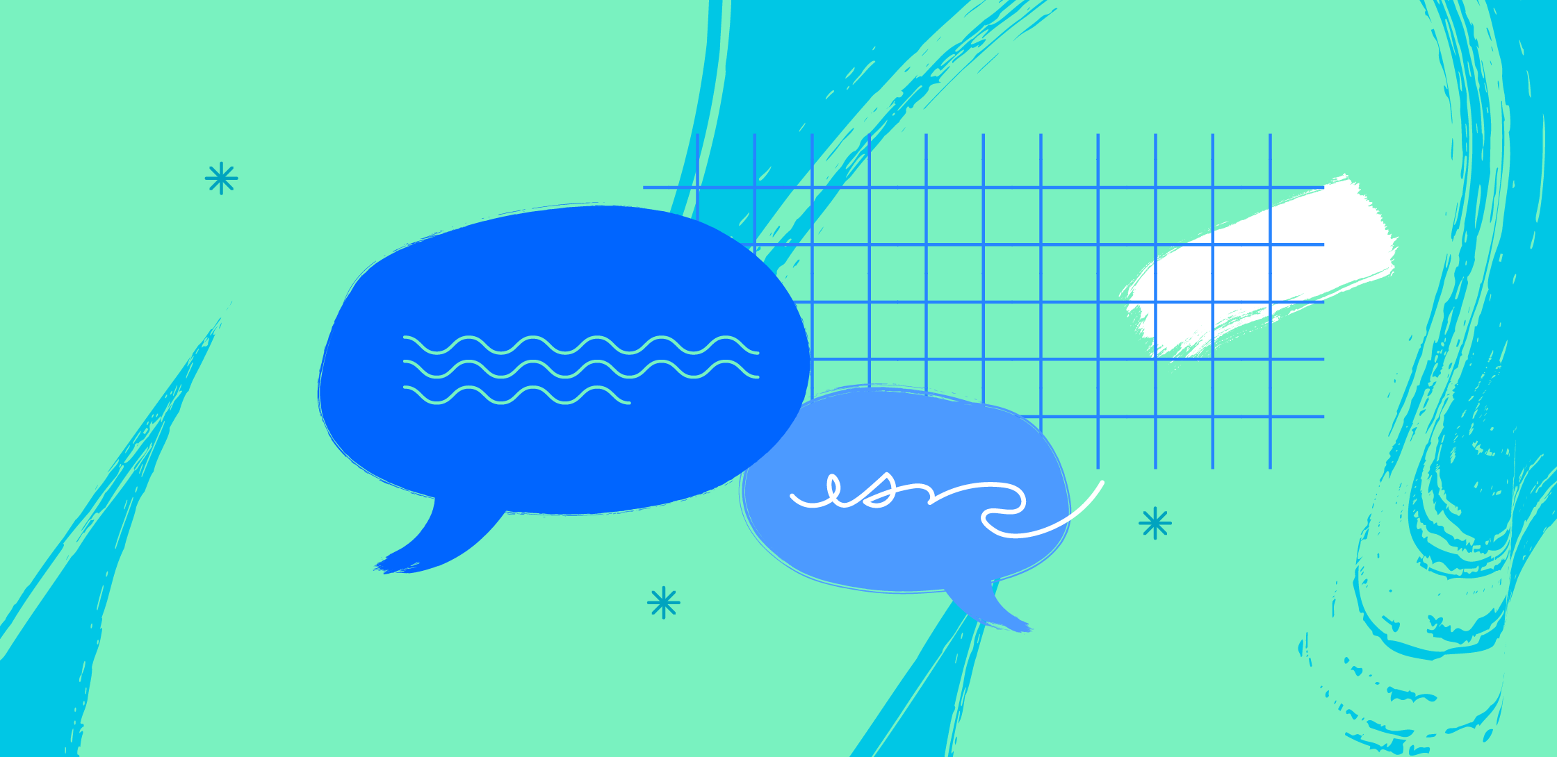 2 word bubbles, indicating a conversation