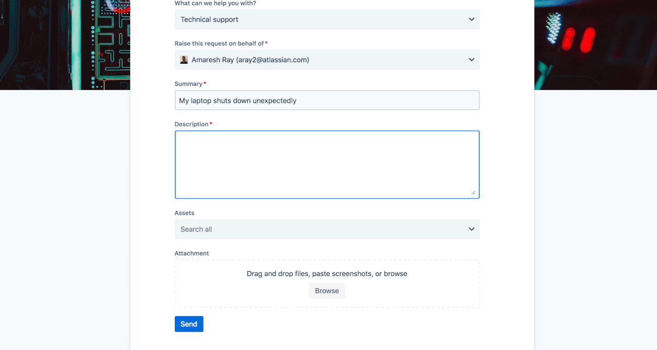 Screenshot showing employee selecting an asset
