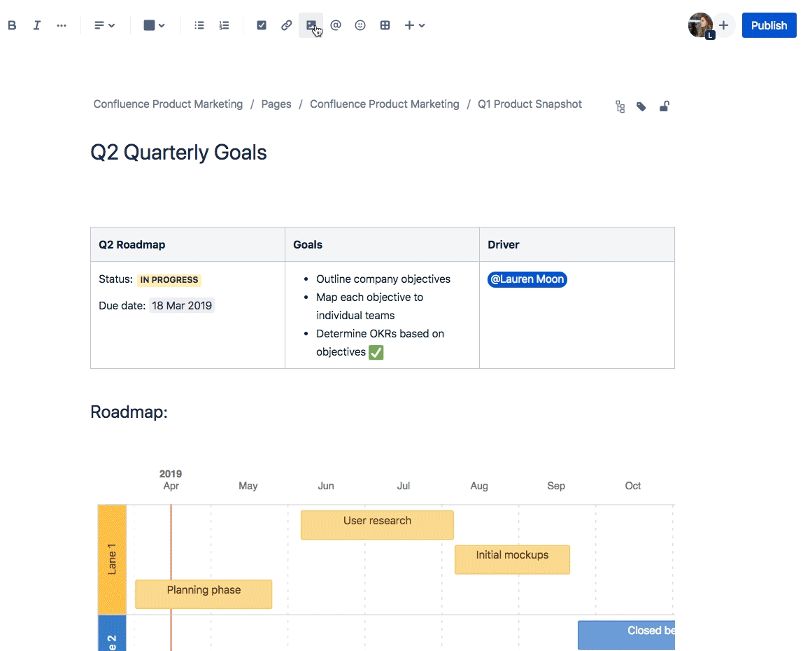 dragging an image in confluence to easily resize it. gif.