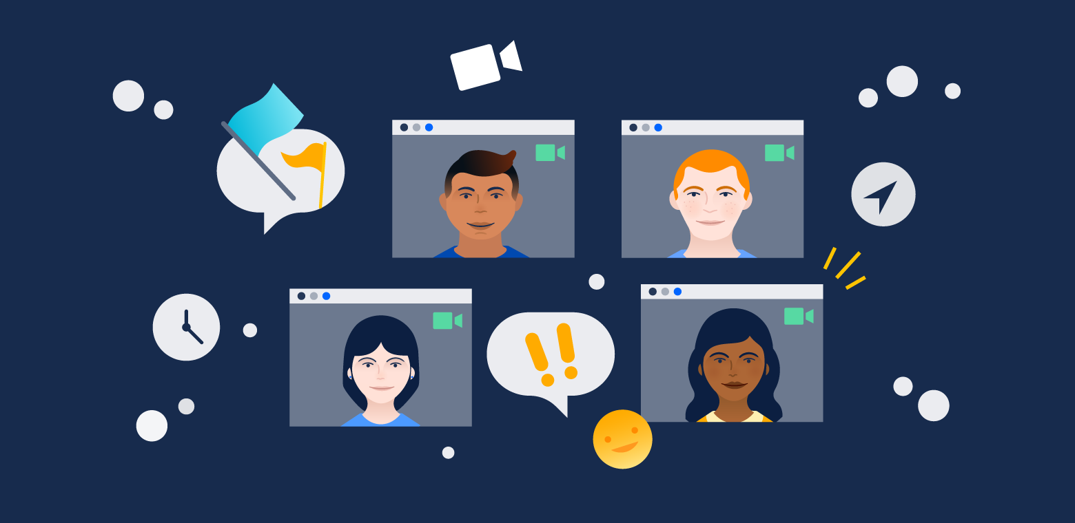 Illustration of several people in video chat windows