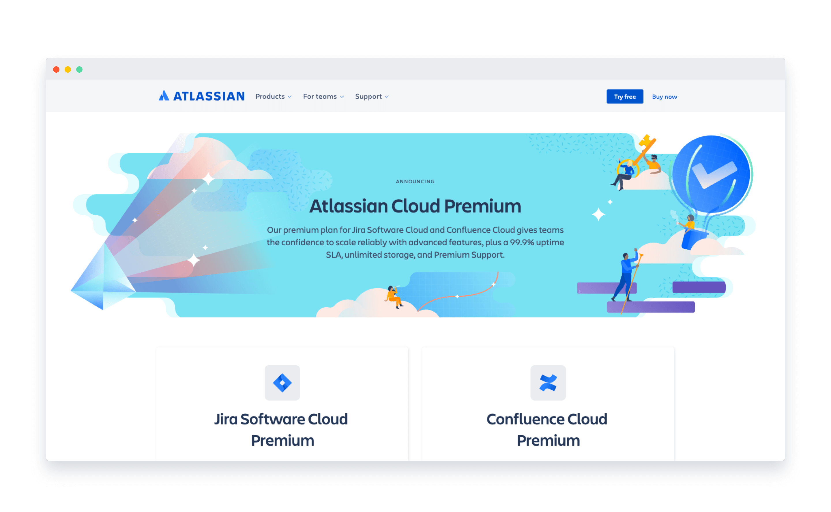 An illustration of Atlassian cloud premium products