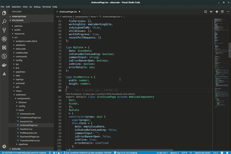 The inline issue creation workflow inside VS Code