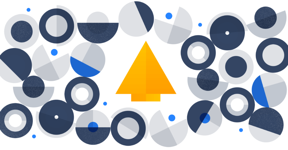 illustration of a pointed object in a field of circular shapes