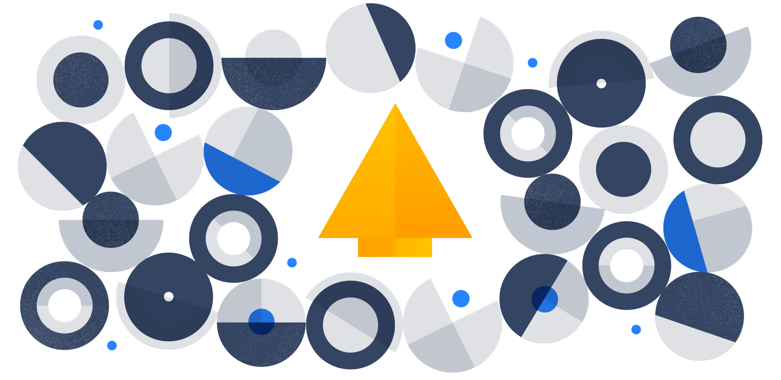 illustration of a pointed object in a field of circular shapes