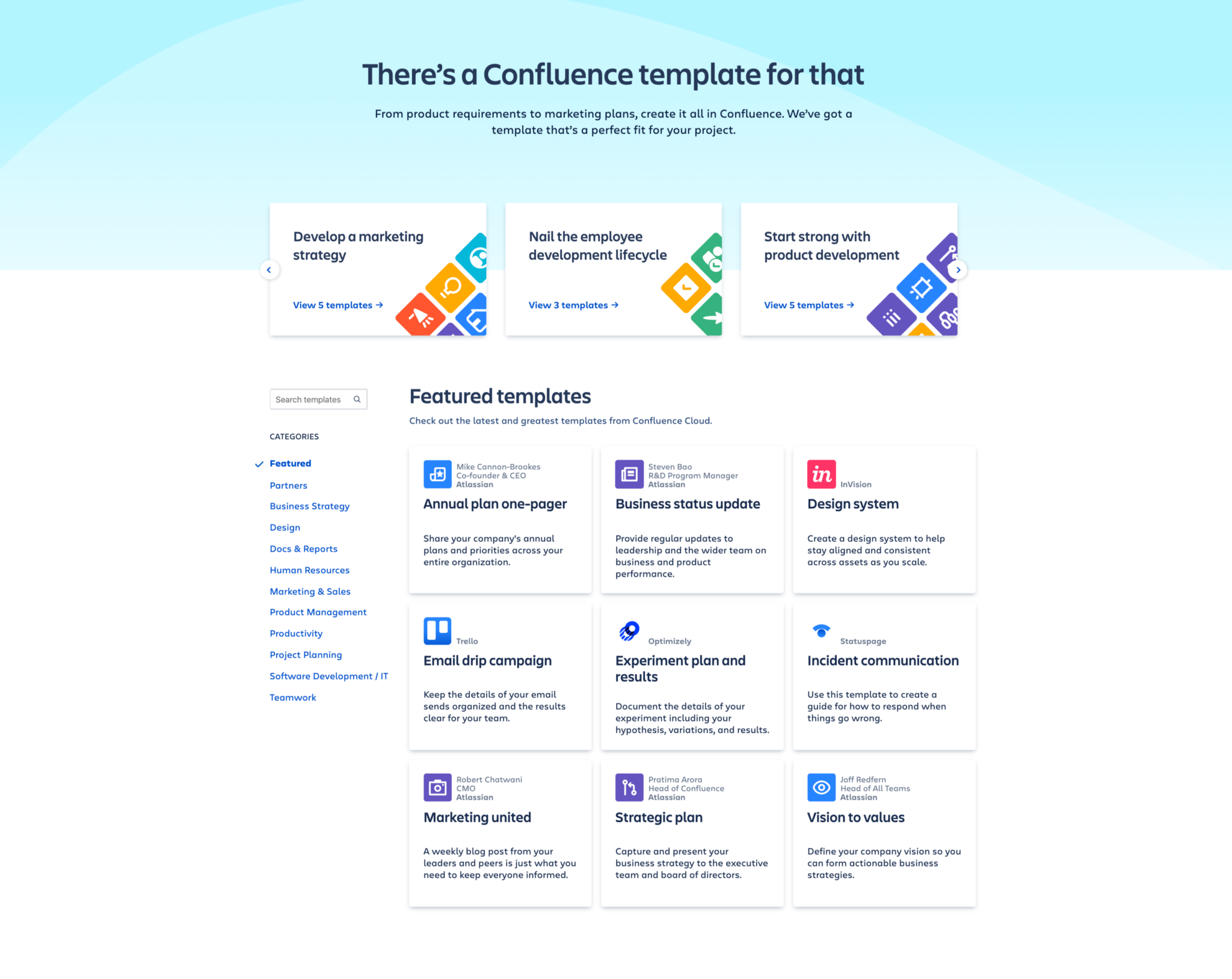confluence templates gallery