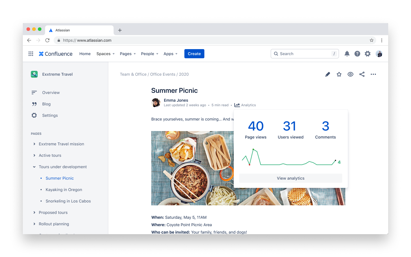 Page insights in Confluence