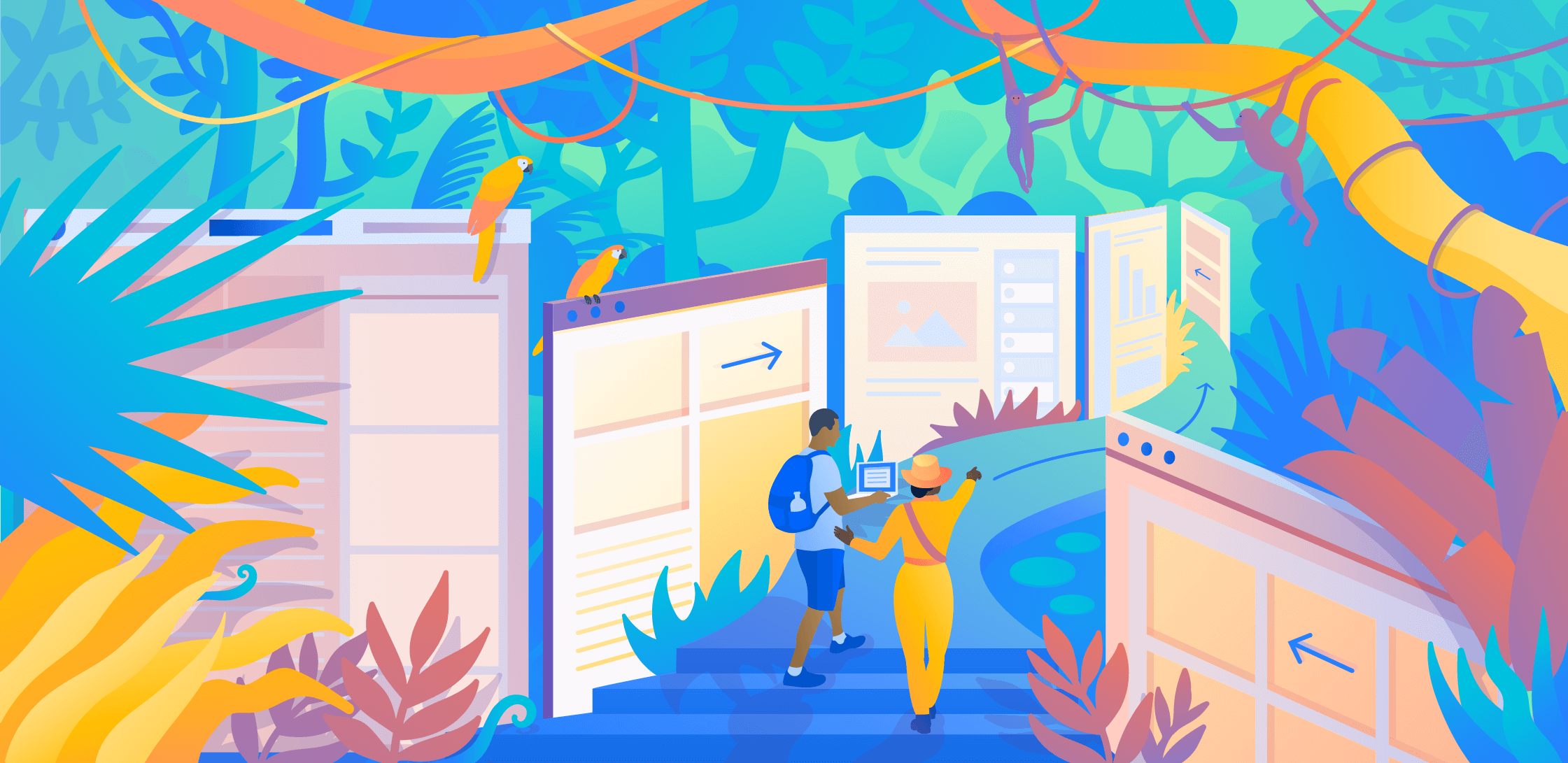A person holding an open laptop, being guided by their virtual onboarding coach
