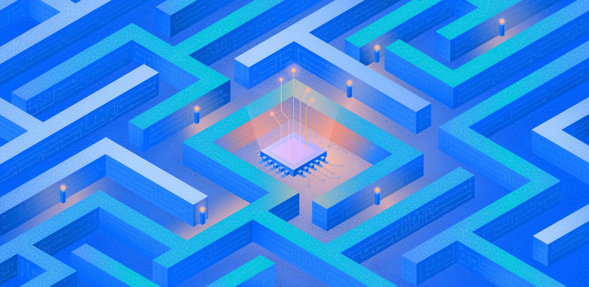 A maze with circuits coming out of the center, indicating the difficulty of regulating technology