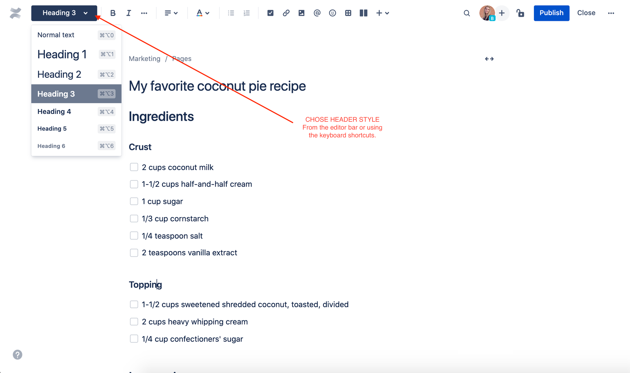 how to create presentations in confluence