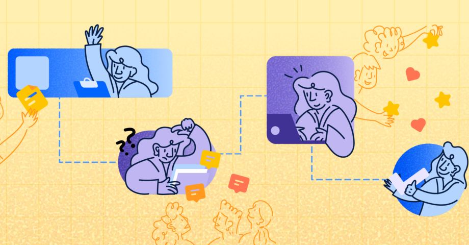 A flow chart demonstrating people working together in a healthy way to prevent burnout