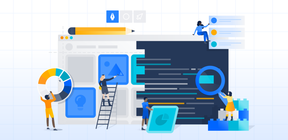 Illustration of people using software to work on projects