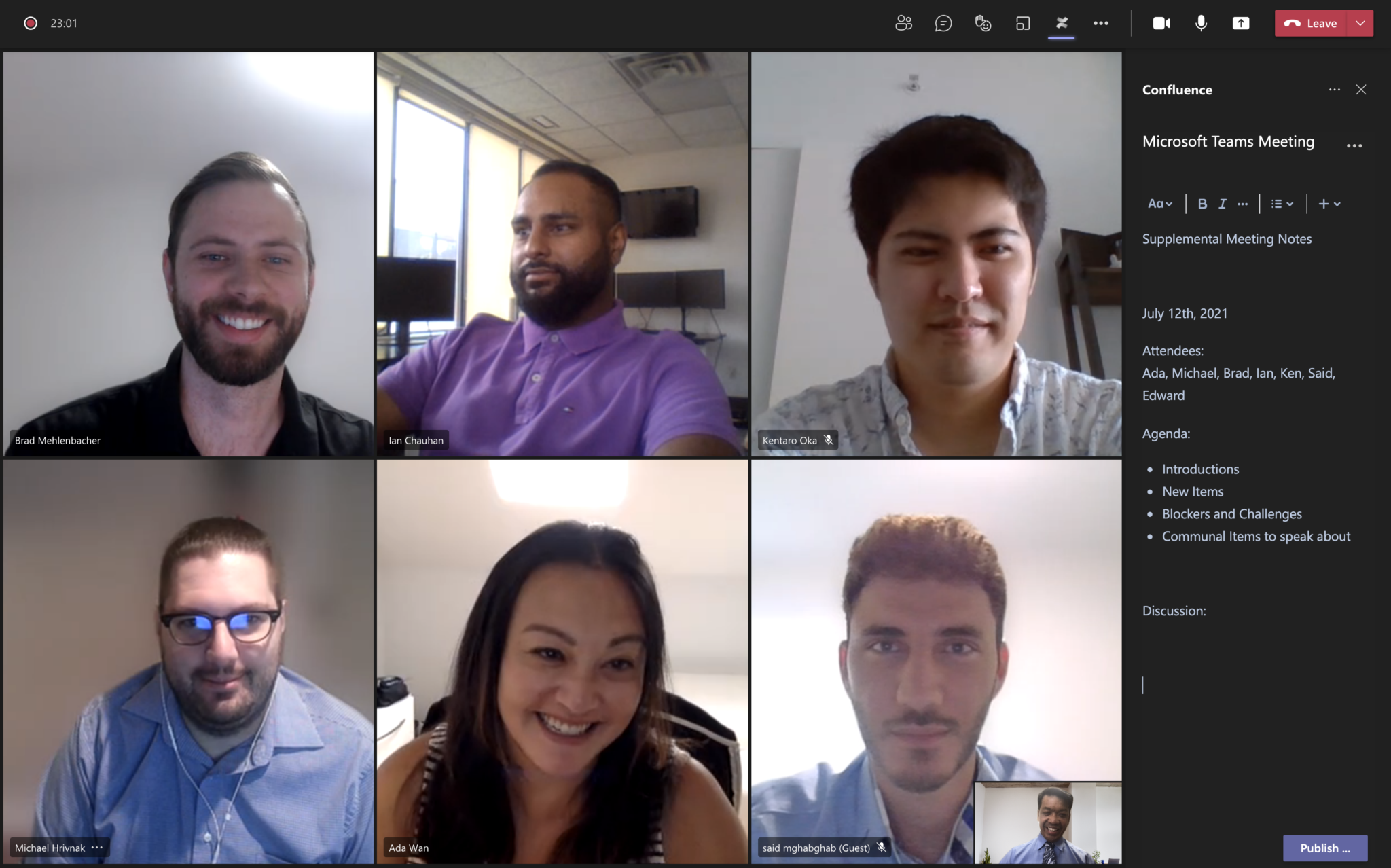 Screenshot of people in microsoft teams meeting