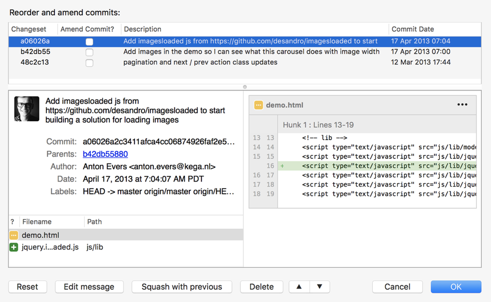 sourcetree checkout specific commit