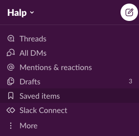 saved items list screenshot on halp