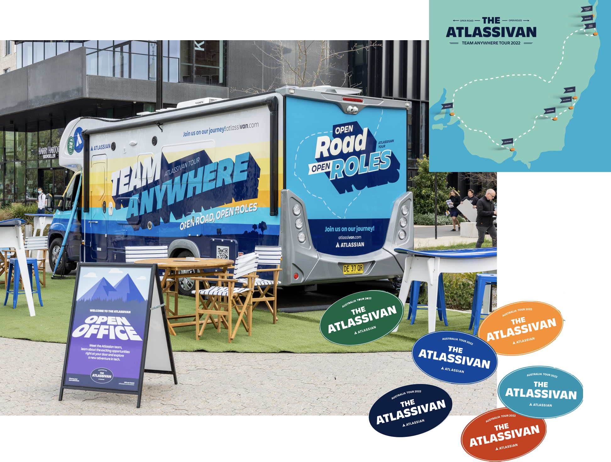 Photograph of the "AtlassiVan" – a mobile recruiting office for Atlassian. 
