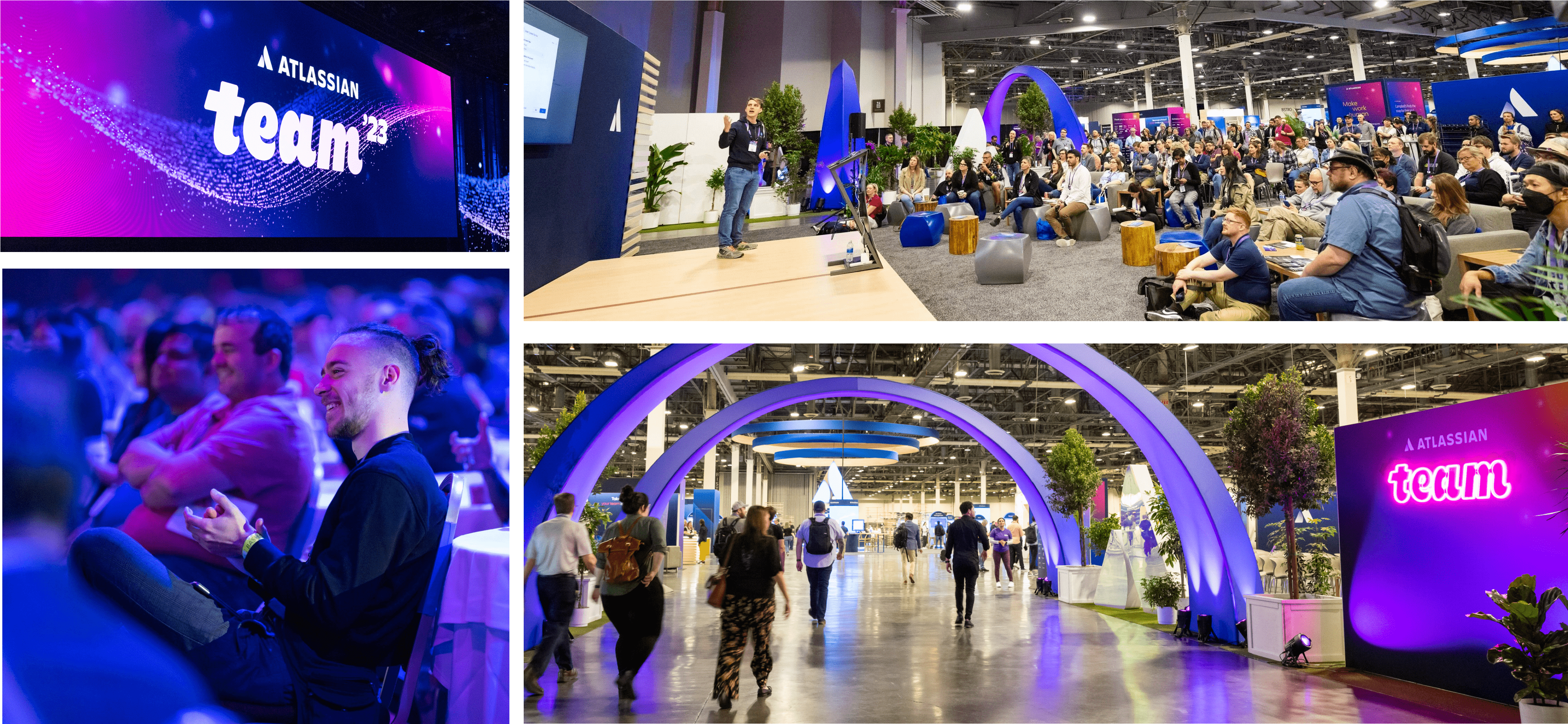 Collage of photos from Atlassian's Team '23 conference in Las Vegas