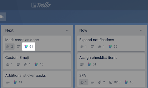 airfocus priority score visible on Trello roadmap card front