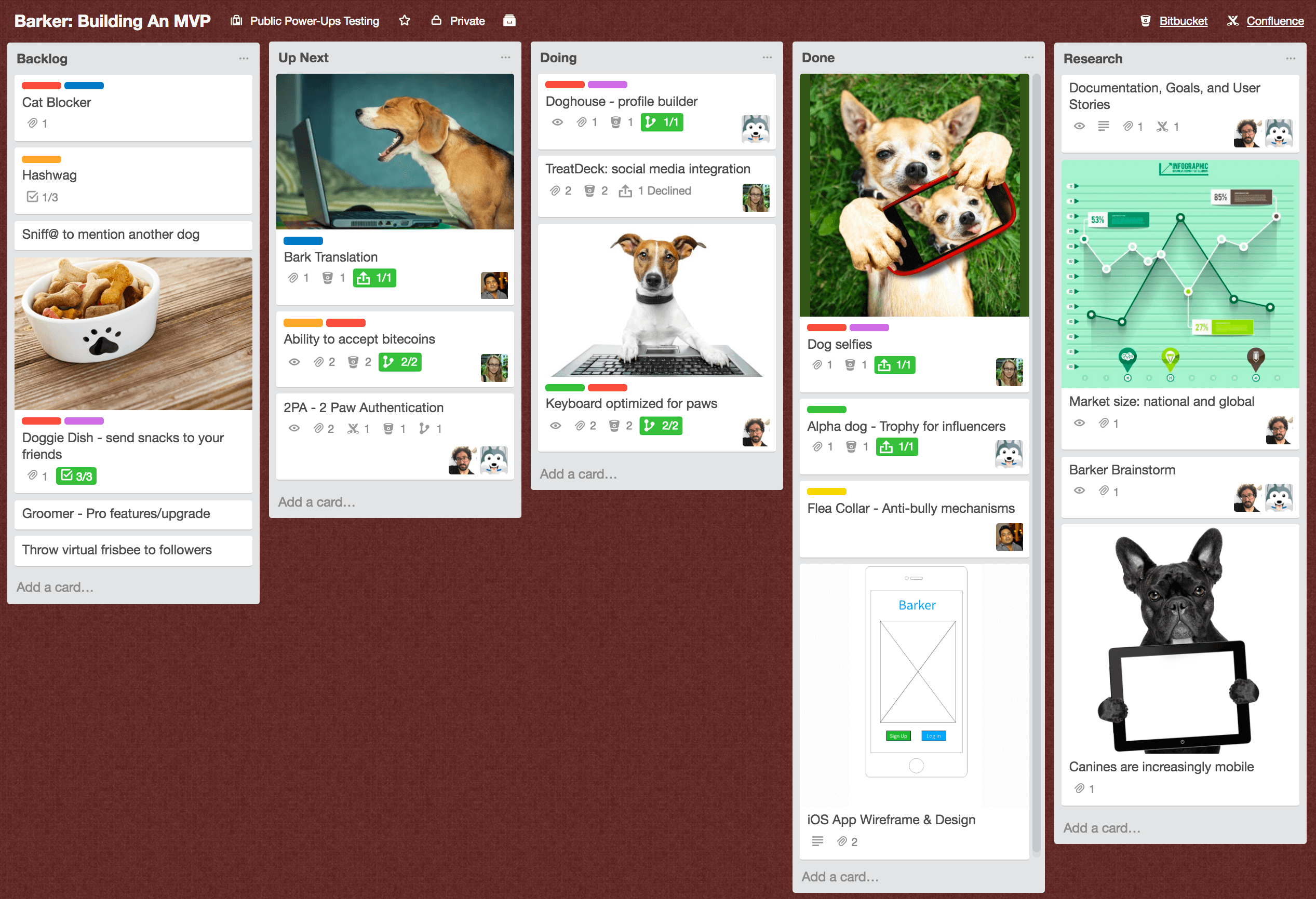 Barker MVP Trello Board example