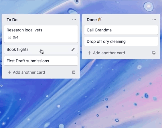 showing confetti in trello