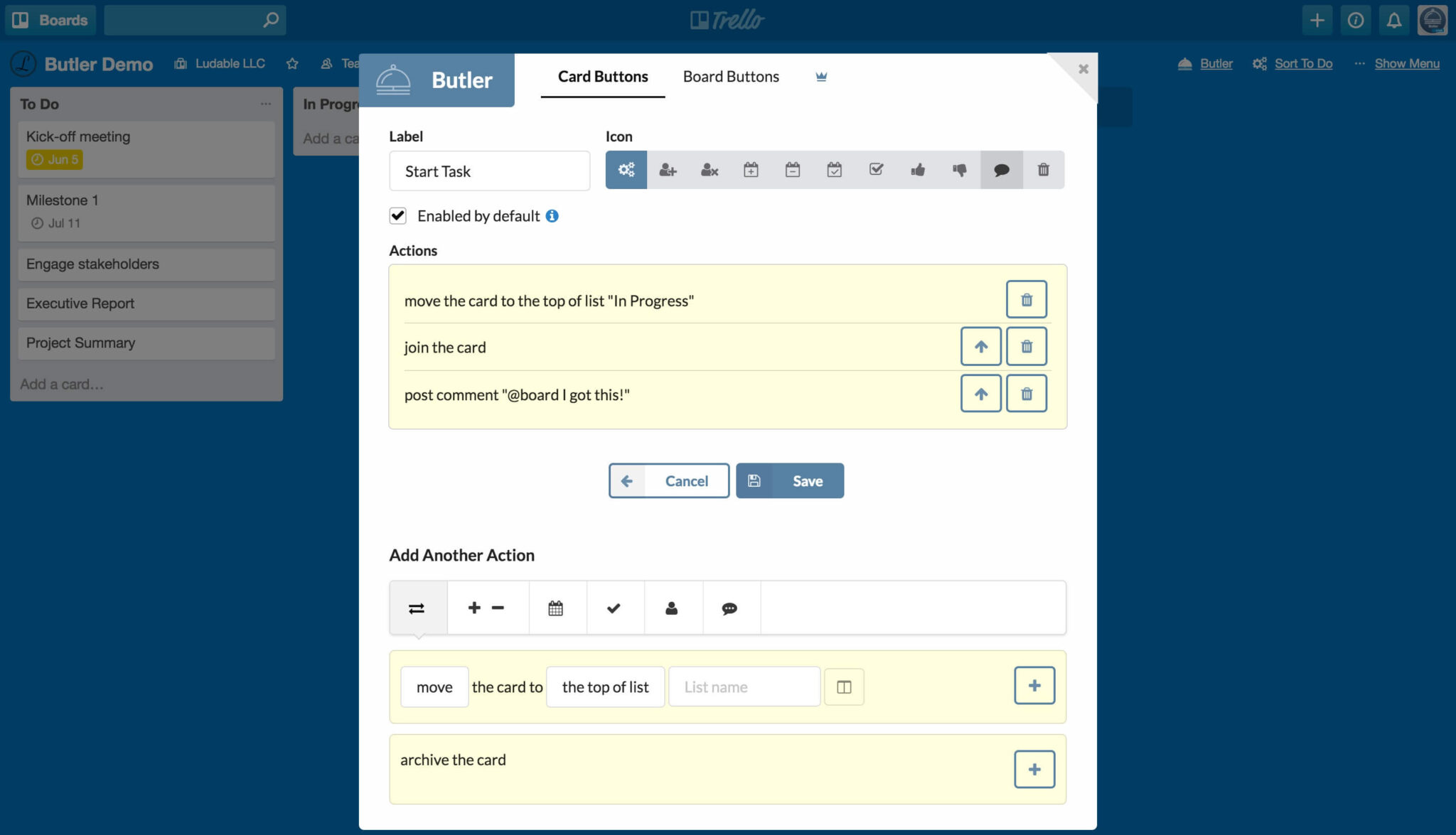 Butler For Trello: Automate actions in Trello