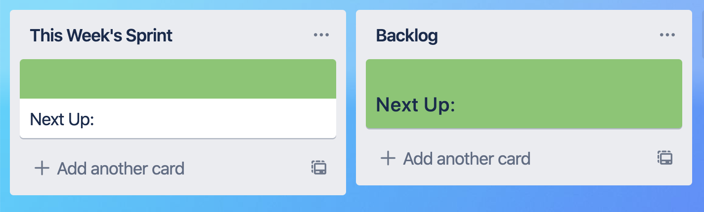 screenshot of color options above the Trello card name or covering the whole card
