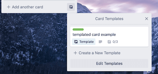 card template icon on list