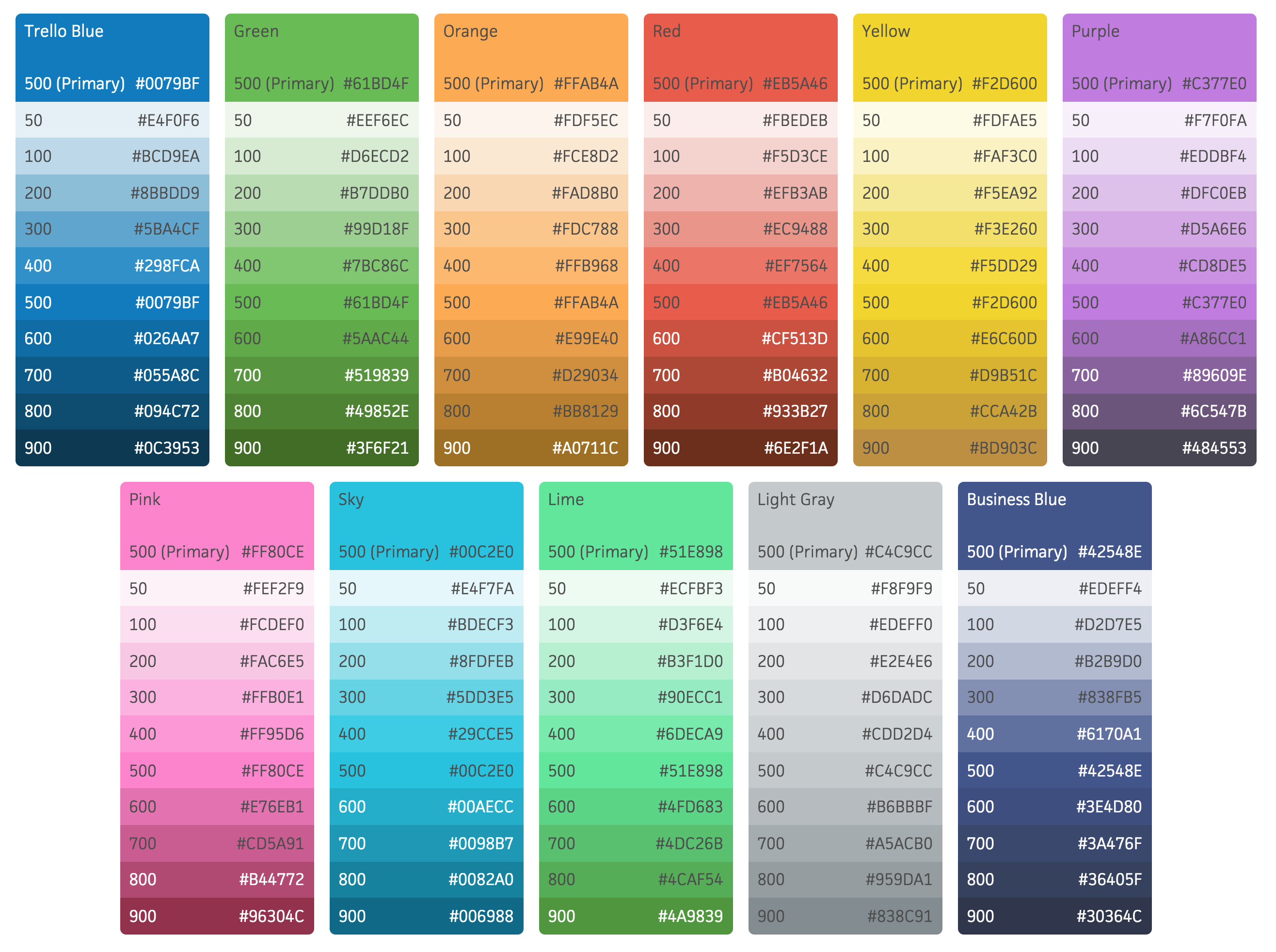 Colors from the Trello color palette