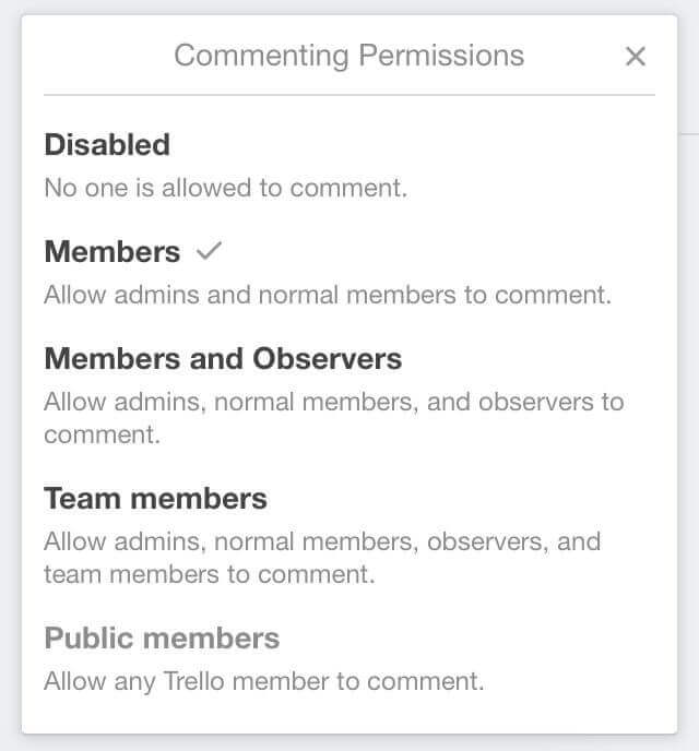 Commenting permissions on trello cards