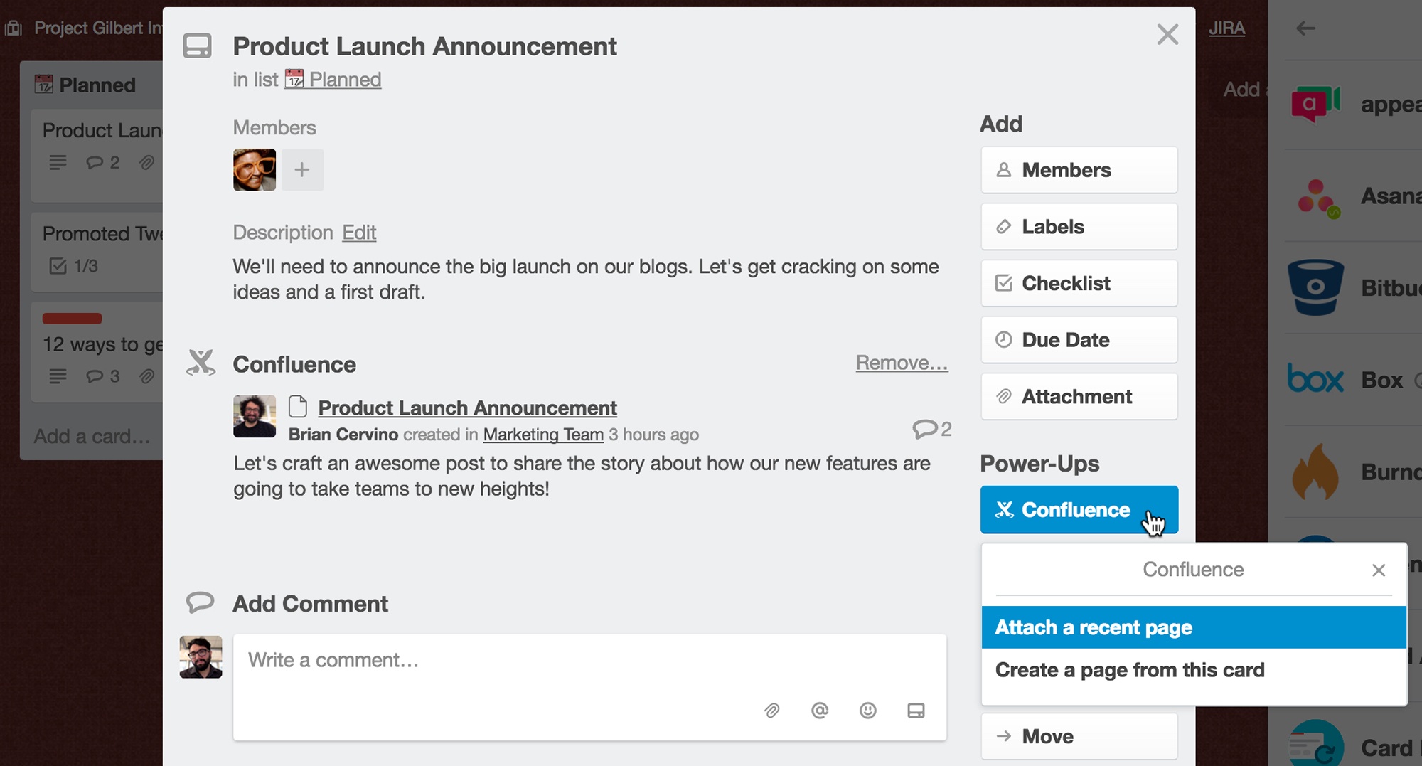 Confluence Power-Up in Trello