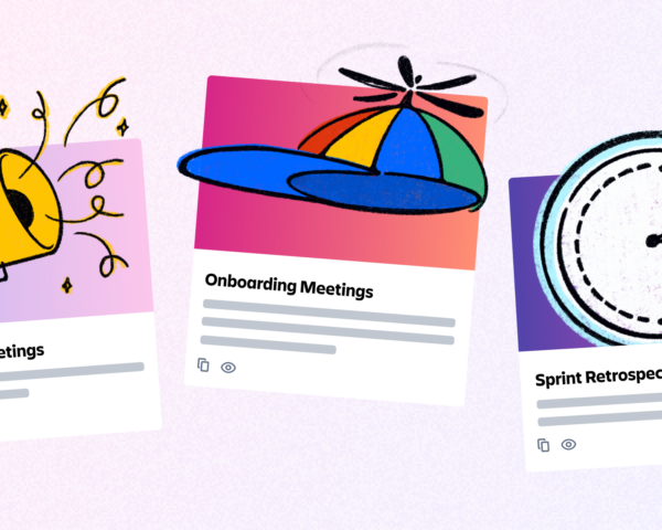 Cartoon images representing different meeting agenda templates