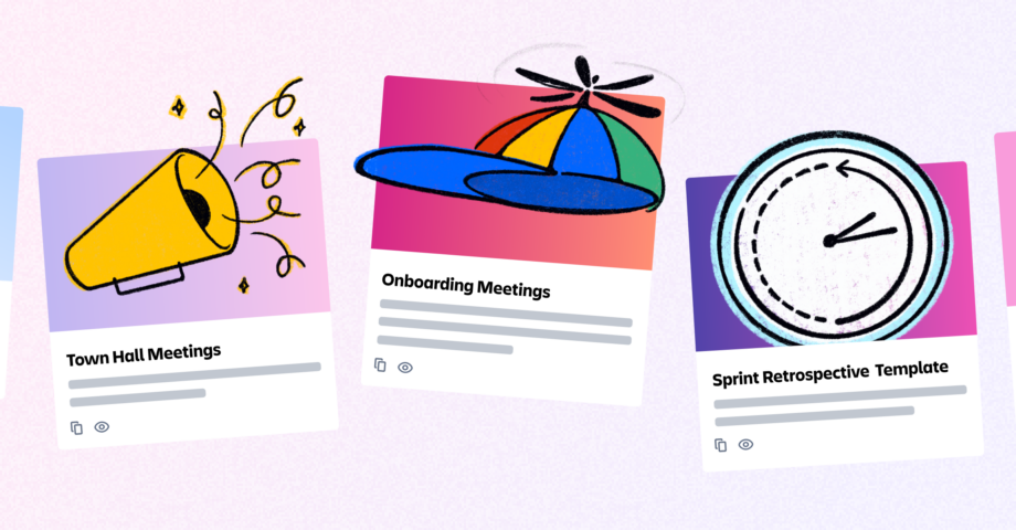 Cartoon images representing different meeting agenda templates