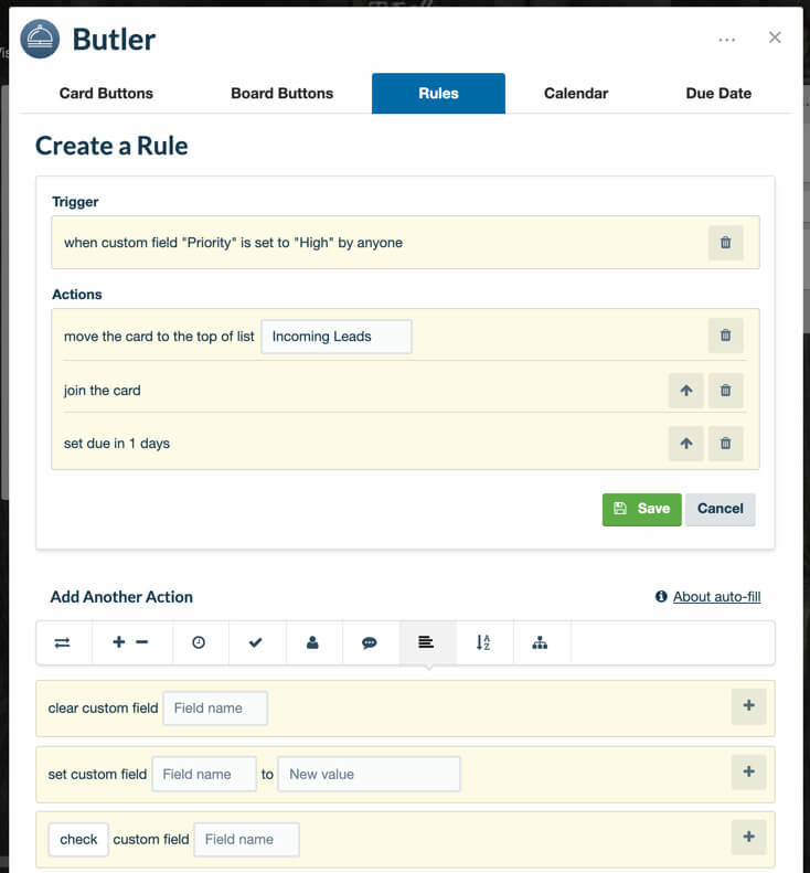 Connect custom fields with butler power-up in trello business class
