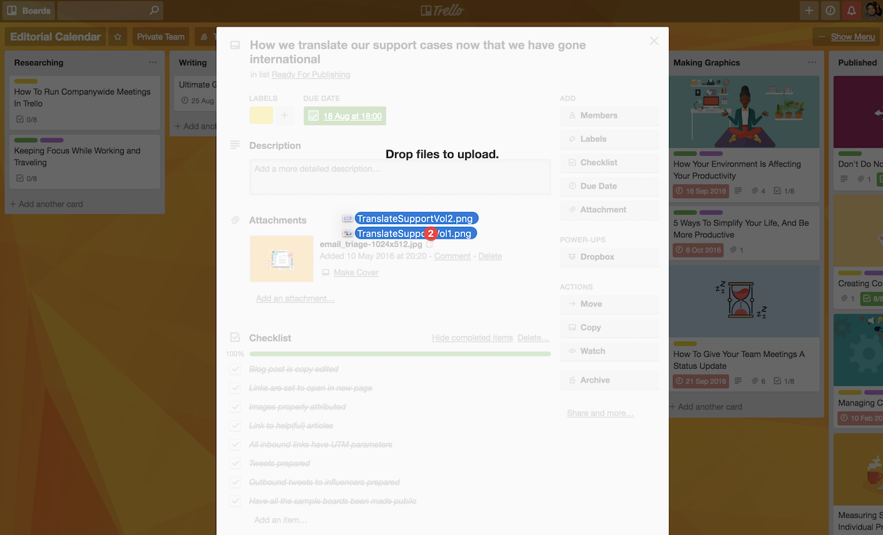 drag and drop in trello