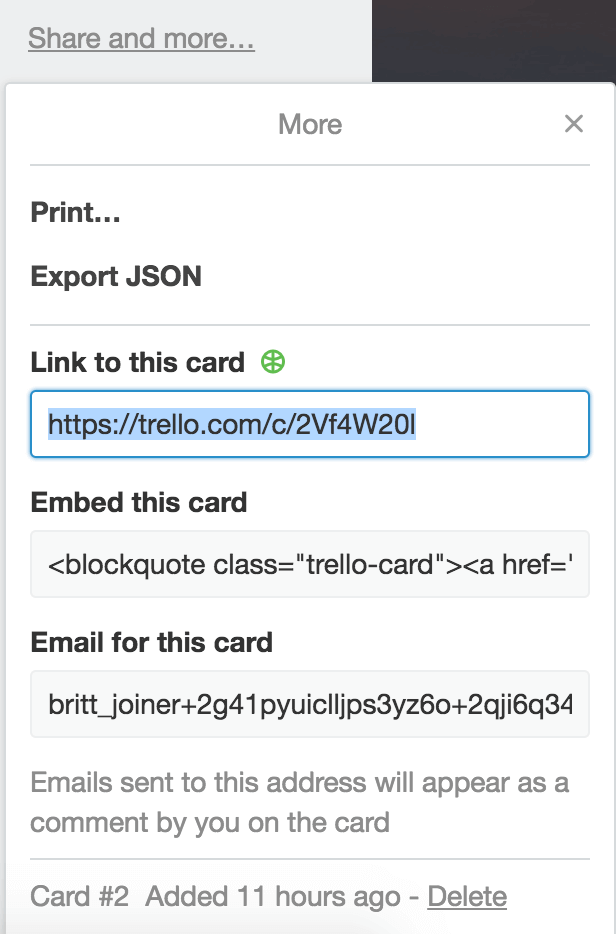 email to card feature in trello