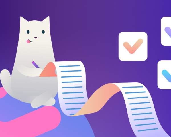 A cartoon cat learning how to take meeting notes