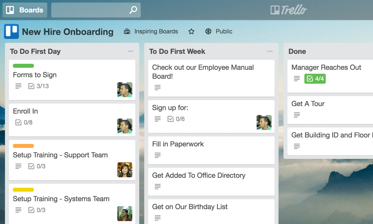 trello new hire onboarding