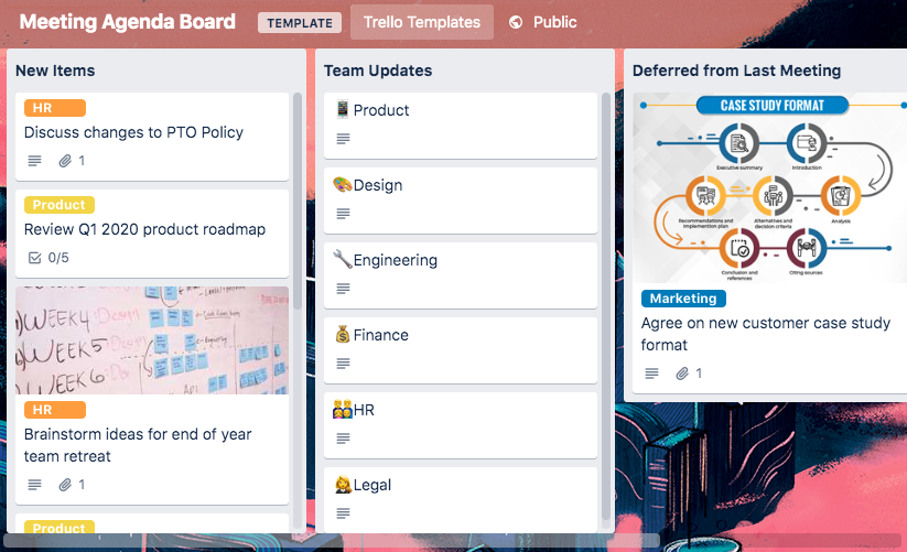 huge meeting agenda board