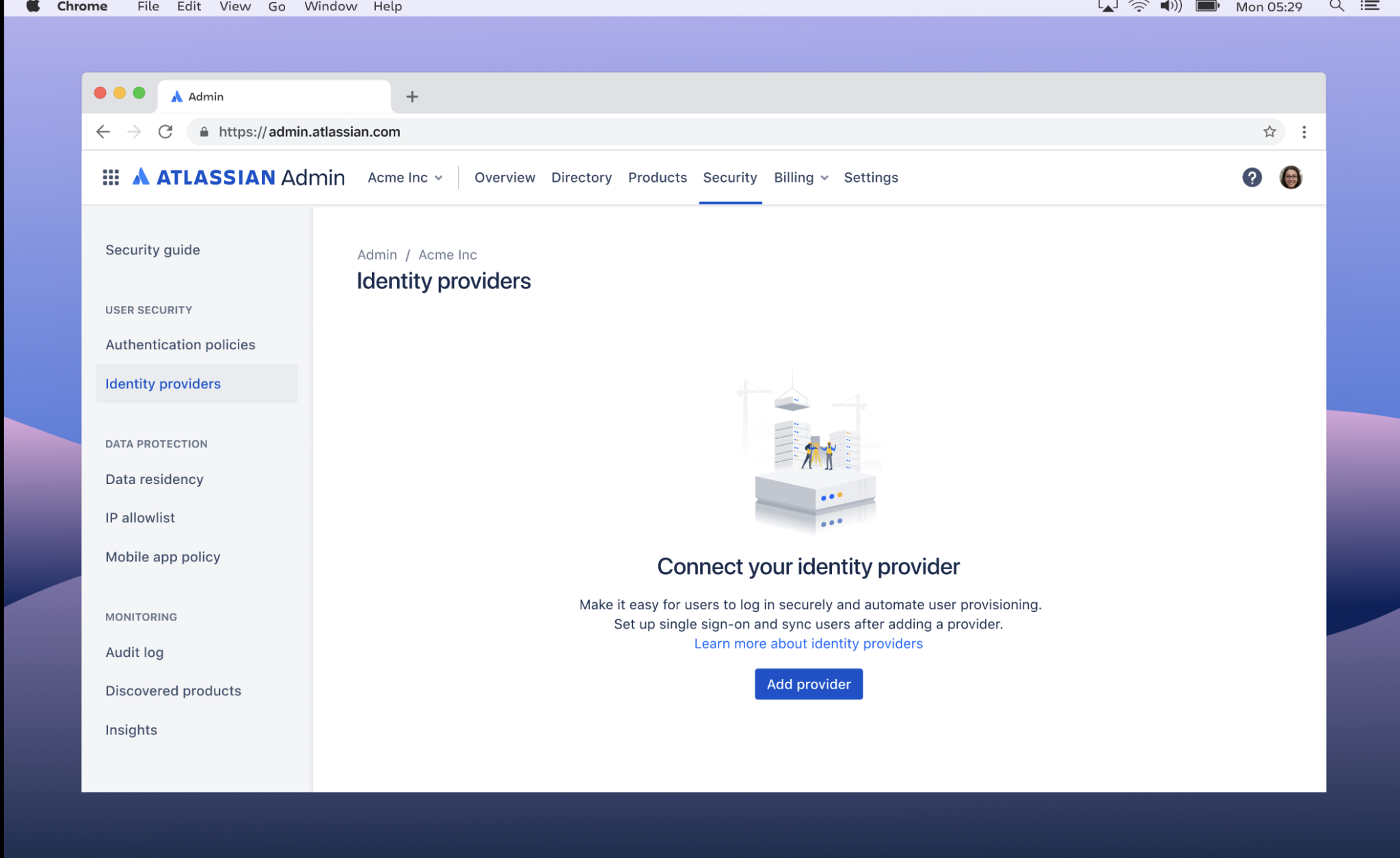 Admins can now add Identify providers they want to enable in their company within the Atlassian Administration hub