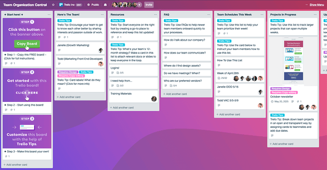 team knowledge base in trello is great for training your team to delegate with confidence.