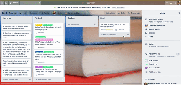 GIF of filtering a trello board